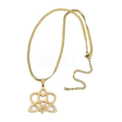 201 Stainless Steel Trinity Heart Wish Knot Pendant Box Chain Necklaces NJEW-M010-01G-1