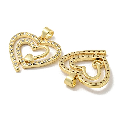 Rack Plating Brass Micro Pave Cubic Zirconia Pendants KK-F869-05G-1