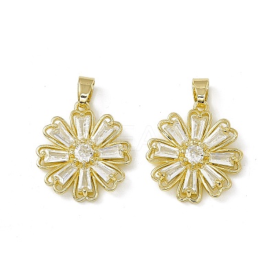 Rack Plating Brass Cubic Zirconia Pendants ZIRC-F130-04G-1