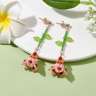 Dyed Natural Agate Dangle Stud Earrings EJEW-MZ00125-01-1