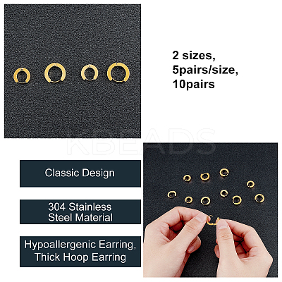 304 Stainless Steel Huggie Hoop Earrings EJEW-UN0001-28G-1