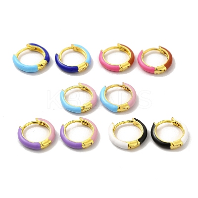 Classic Enamel Hoop Earrings EJEW-H091-03G-1