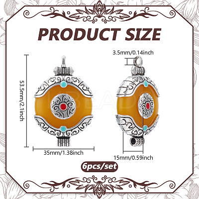 6Pcs Ethnic Style Zinc Alloy with Resin Connector Charms FIND-PH0028-05B-1