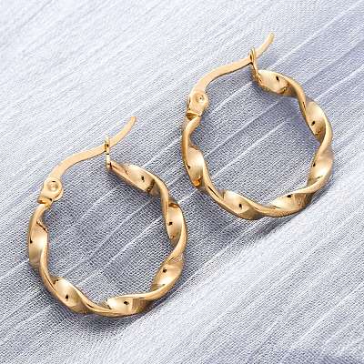 201 Stainless Steel Hoop Earrings EJEW-A054-05C-G-1