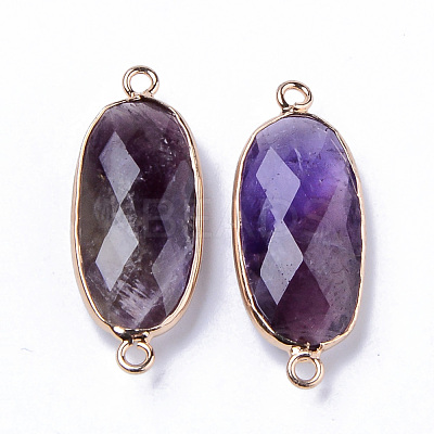 Natural Amethyst Links Connectors G-R472-03J-1