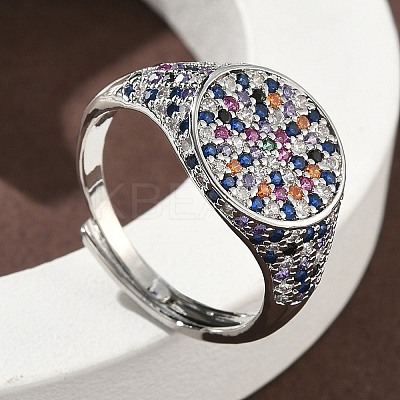 Brass Micro Pave Cubic Zirconia Cuff Rings for Women RJEW-A069-13P-1
