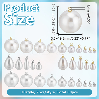 2 Bags Resin Pearl Pendants FIND-AR0006-10-1