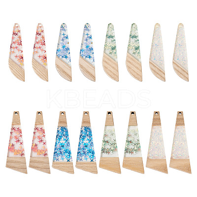 16Pcs 8 Style Wooden Pendants FIND-TA0005-89-1