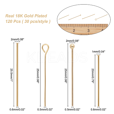Brass Flat Head Pins & Ball Head Pins & Eye Pins KK-AR0001-92G-NR-1