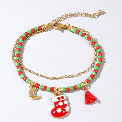 Christmas Brass Charm Muti-layered Bracelets FV2783-5-1