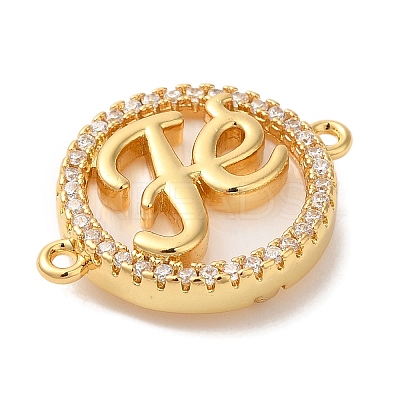 Rack Plating Brass Micro Pave Clear Cubic Zirconia Fe Connector Charms X-KK-L220-003G-02-1