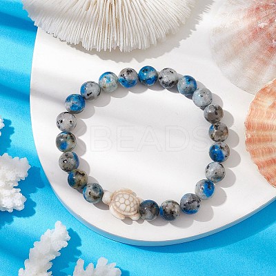 8mm Round Dyed Natural Jade Imitation K2 Stone Stretch Bracelets BJEW-JB10496-1