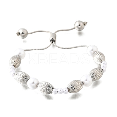 Brass Beads Slider Bracelets for Women BJEW-D317-01P-1