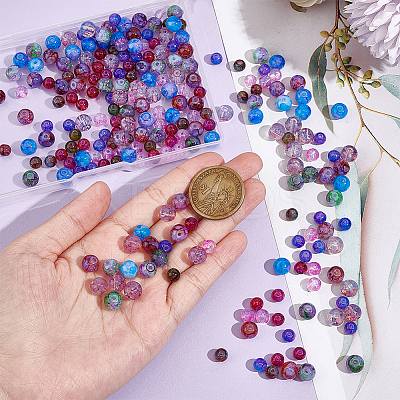 240pcs 8 styles Baking Paint & Imitation Opalite Transparent Glass Beads Strands DGLA-AR0001-07-1