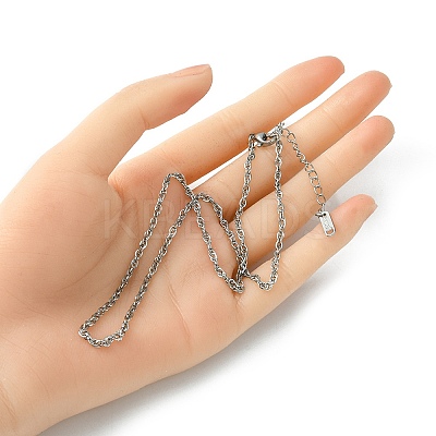 304 Stainless Steel Rope Chain Necklace for Men Women NJEW-YW0001-08-1
