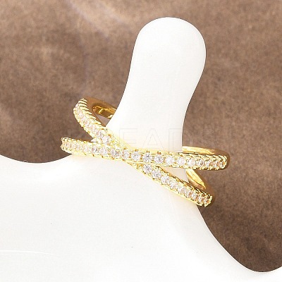 Brass Micro Pave Cubic Zirconia Finger Rings RJEW-D340-01G-02-1