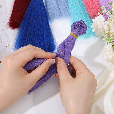 8Pcs 8 Colors PP Doll Wig Hair AJEW-GL0002-34A-1