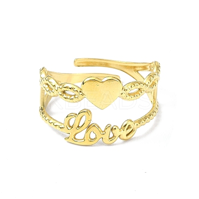 Ion Plating(IP) 304 Stainless Steel Open Cuff Ring RJEW-L109-037G-1