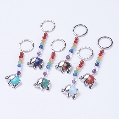Natural/Synthetic Gemstone Chakra Keychain KEYC-P040-E-1