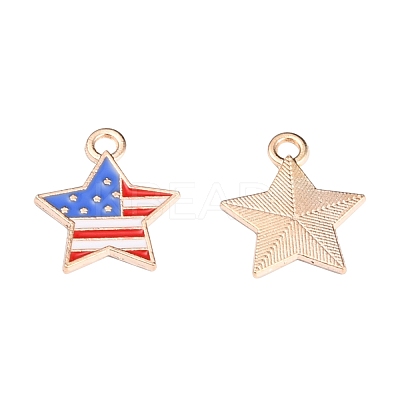50Pcs Independence Day Light Gold Plated Alloy Enamel Pendants ENAM-LS0001-08LG-1