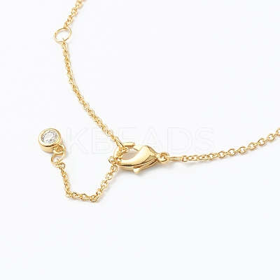 Brass Micro Pave Clear Cubic Zirconia Pendant Necklaces NJEW-J059-01T-1