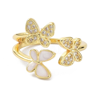 Butterfly Real 18K Gold Plated Cuff Rings for Girl Women Gift ZIRC-C021-14G-1