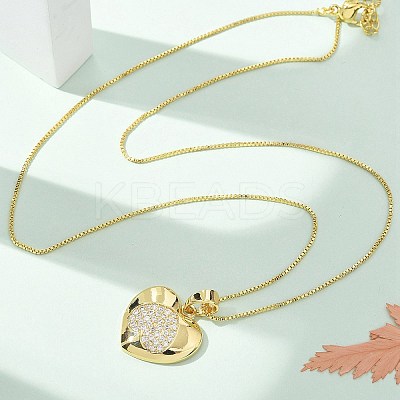 Brass Micro Pave Clear Cubic Zirconia Pendant Necklaces for Women NJEW-M084-02G-03-1