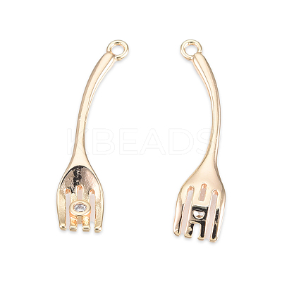 Brass Pave Clear Cubic Zirconia Pendants KK-N232-476-1