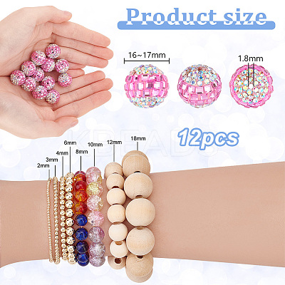 12Pcs Polymer Clay Rhinestone Beads RB-PH0001-46-1