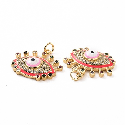 Brass Micro Pave Colorful Cubic Zirconia Pendants KK-E068-VF018-1