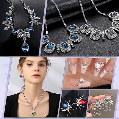 64Pcs 4 Style Pointed Back Glass Rhinestone Cabochons RGLA-FG0001-08-1