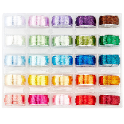 25 Rolls 25 Colors Polyester High Gloss Single-Strand Thread OCOR-WH0047-54-1