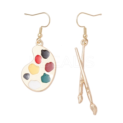 Palette & Brush Alloy Enamel Dangle Earrings EJEW-JE06482-1