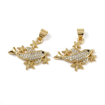 Brass Micro Pave Cubic Zirconia Pendants KK-I358-064G-06-1