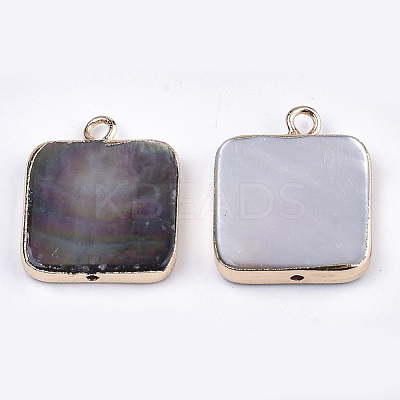 Natural Black Lip Shell Pendants SSHEL-R045-09-1