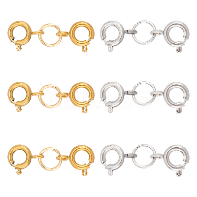 6Pcs 2 Colors 304 Stainless Steel Spring Ring Clasps FIND-AB00013-1