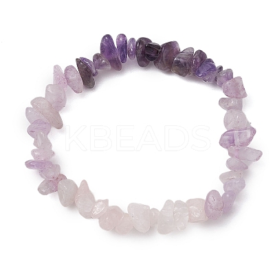 Natural AmethystChips Beaded Stretch Bracelets for Women BJEW-TA00557-01-1