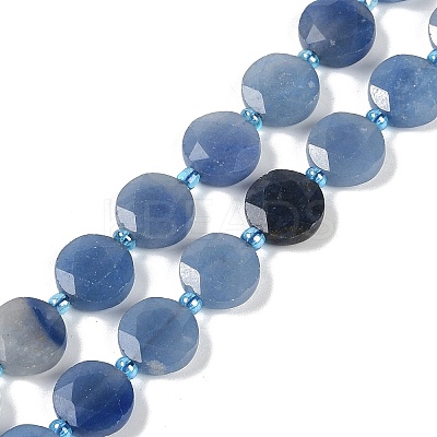 Dyed & Heated Natural Blue Aventurine Beads Strands G-C116-A57-01-1