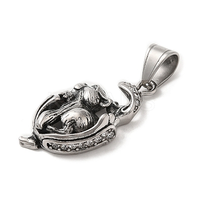 316L Stainless Steel Tibetan Style Rhinestone Pendants LS-STAS-D096-01D-AS-1