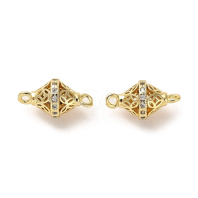 Brass Micro Pave Clear Cubic Zirconia Bicone Connector Charms ZIRC-P112-04G-1