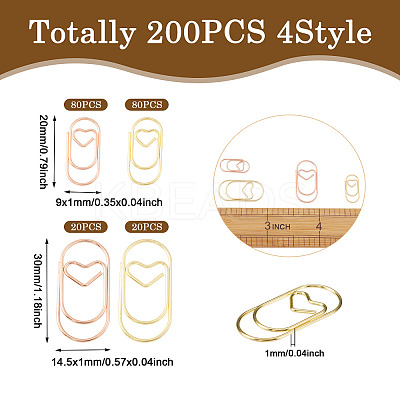 200Pcs 4 Style Carbon Steel Paper Clips FIND-TA0002-17-1