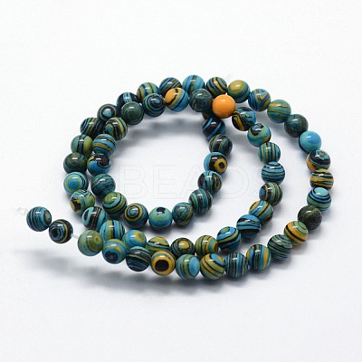 Synthetic Malachite Beads Strands G-I199-32-6mm-E-1
