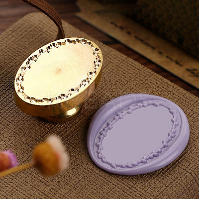 Golden Plated Wax Seal Brass Stamp Head AJEW-C031-01F-1