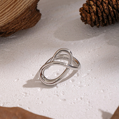 Hollow 304 Stainless Steel Finger Rings for Women KP9644-2-1