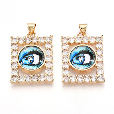 Brass Micro Pave Clear Cubic Zirconia Pendants for Women KK-T070-91A-07-1