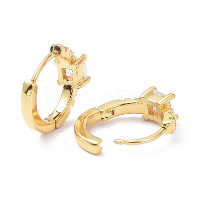 Brass Inlaid Cubic Zirconia Hoop Earrings ZIRC-P090-16G-D-1