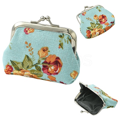 Flower Printed Cloth Wallets AJEW-YWC0001-11A-1