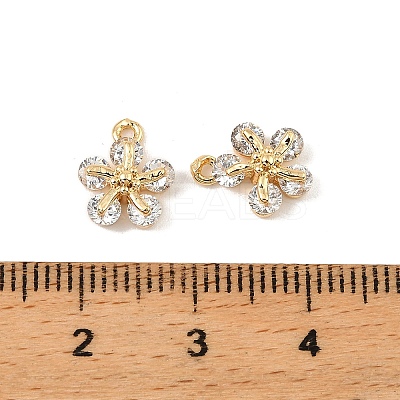 Brass Micro Pave Cubic Zirconia Charms KK-C155-04G-01-1