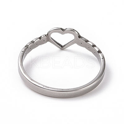 Non-Tarnish 201 Stainless Steel Hollow Heart Finger Ring for Valentine's Day RJEW-J051-26P-1
