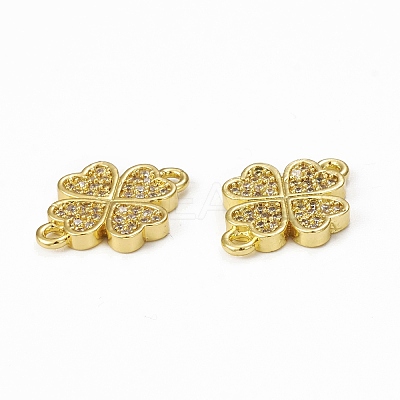 Brass Micro Pave Clear Cubic Zirconia Connector Charms KK-E068-VB338-1